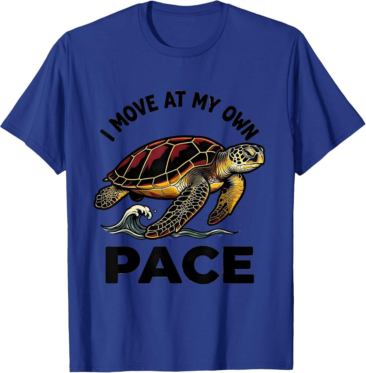 Men's I Move At My Own Pace Tattoo Sea Turtle Ocean Animal Lover T-Shirt - Royal Blue