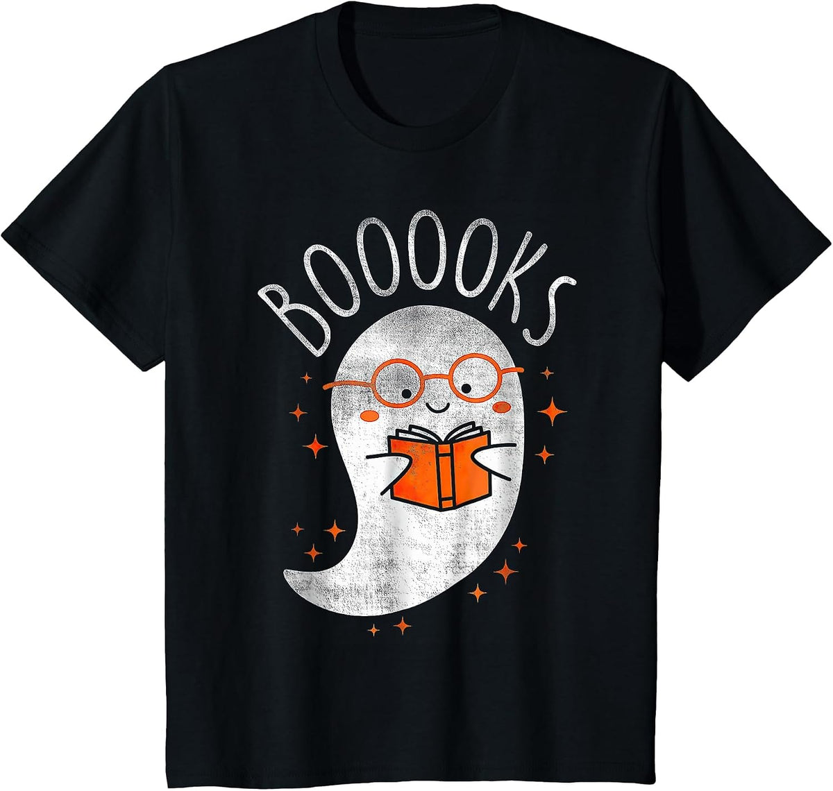 Halloween Cute Ghost Book Reading Teacher T-Shirt - Black