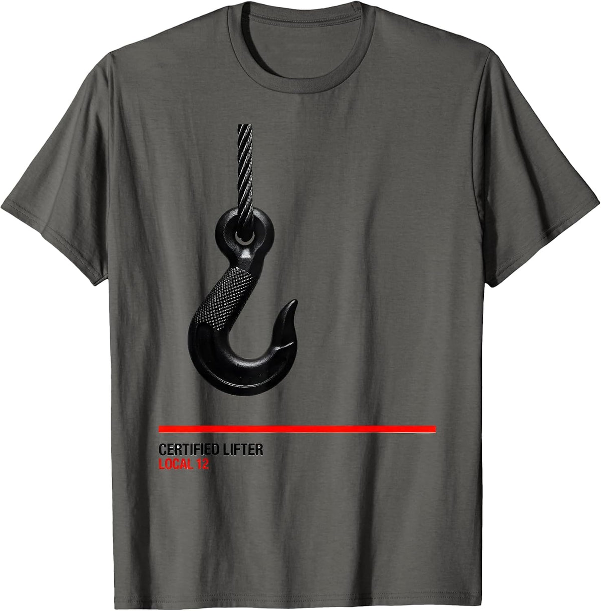 Men's Certified Lifter, Local 12 Funny Gym Bro Pun Workout Humor T-Shirt - Asphalt Grey