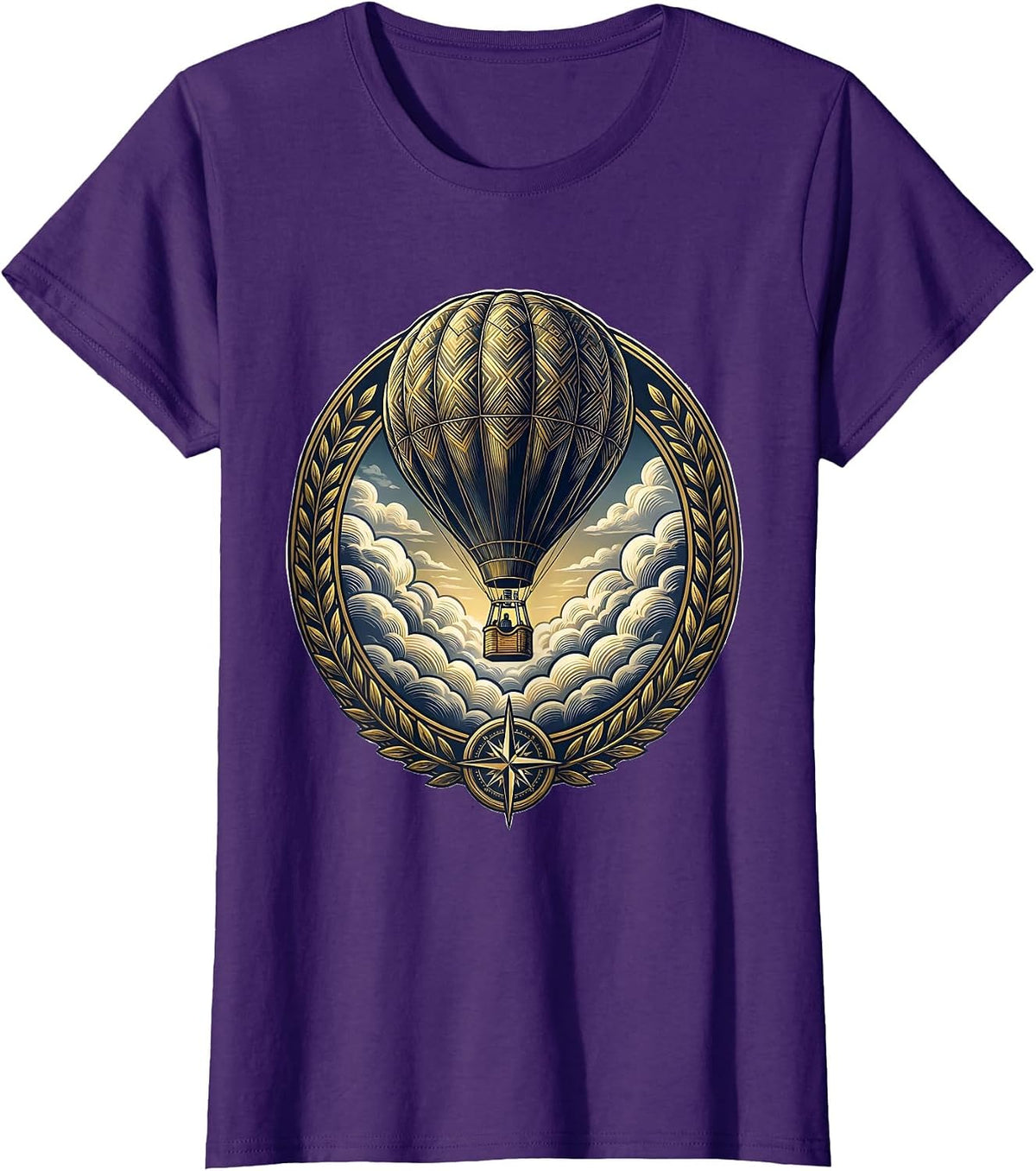Women's School Counselor Hot Air Balloon Above Clouds T-Shirt - Purple