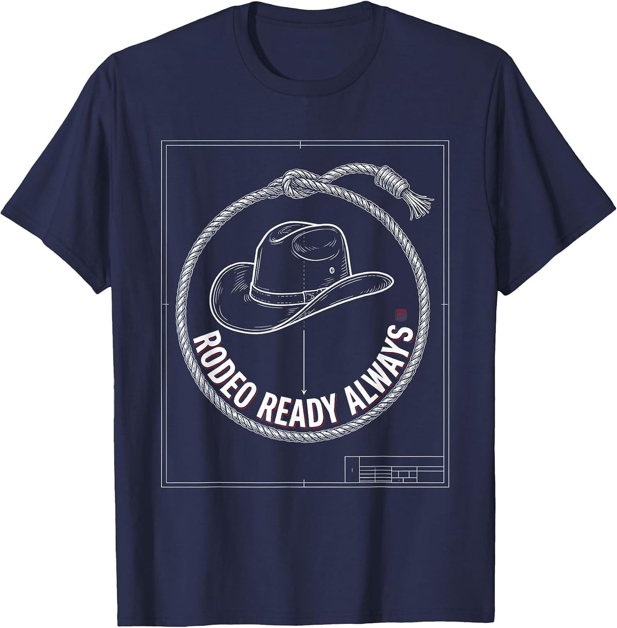 Rodeo Ready Always Cowgirl Graphic Design T-Shirt - Navy Blue