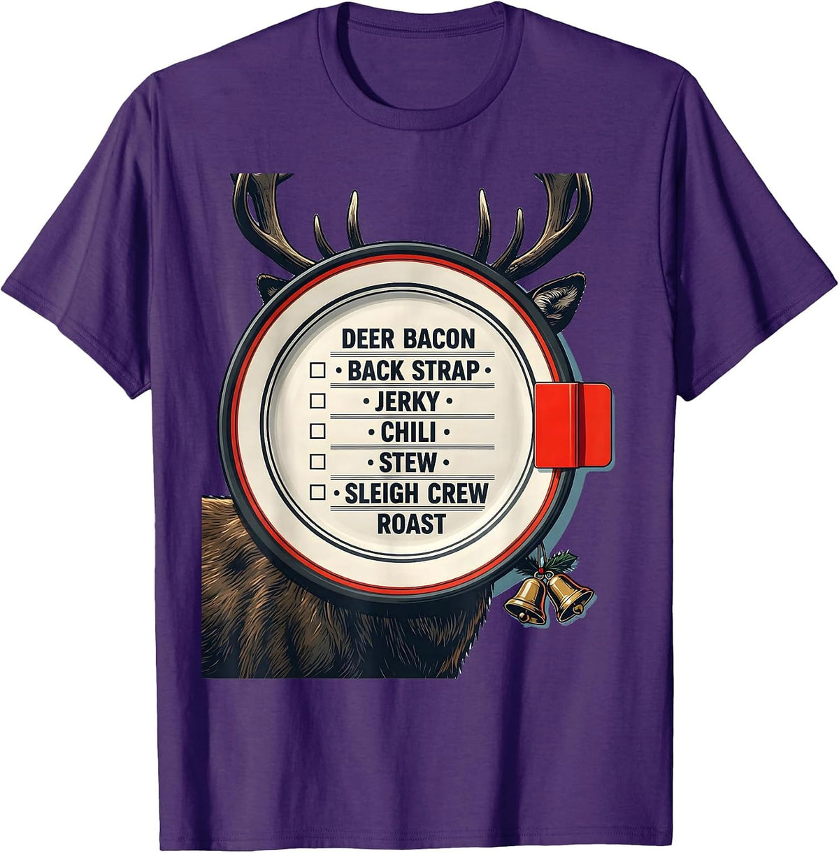 Deer Bacon Funny Christmas Deer Hunter Hunting Gift T-Shirt - Purple