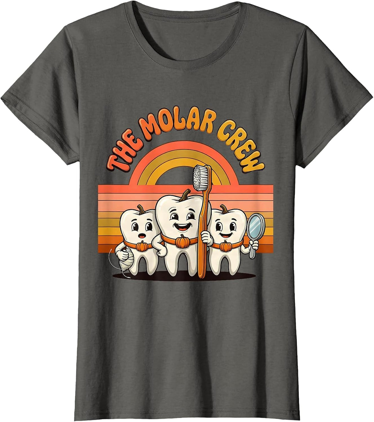 Women's The Molar Crew Retro 70s Halloween Dentist Costume Dental T-Shirt - Asphalt Grey