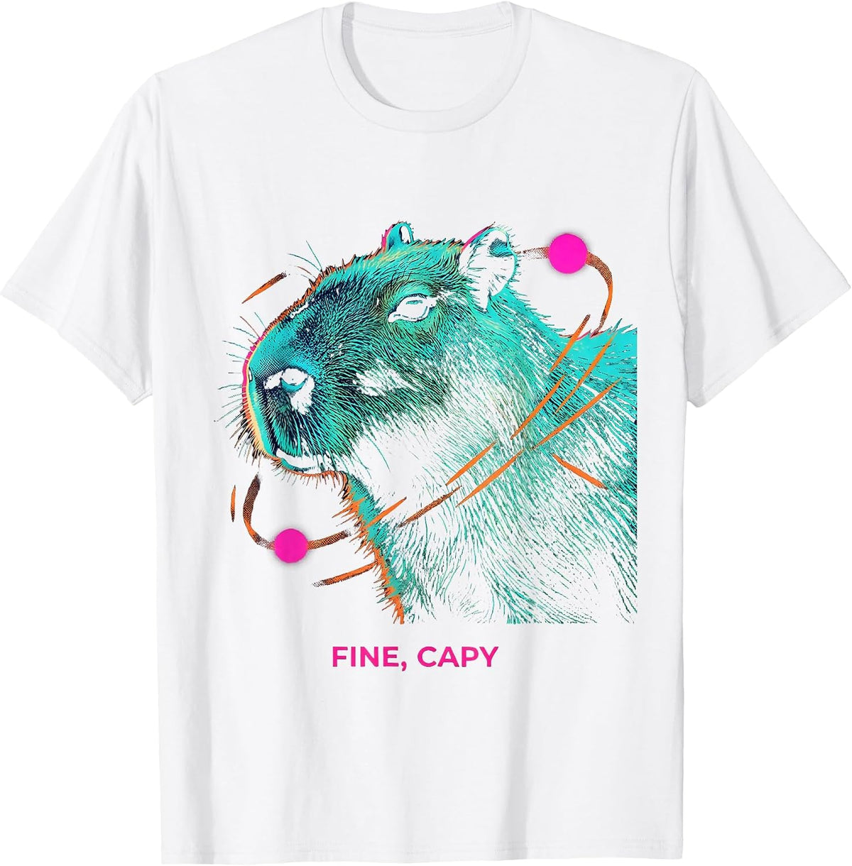Men's Fine Capy Risograph Capybara Meme Humor Animal Lover Gift T-Shirt - White