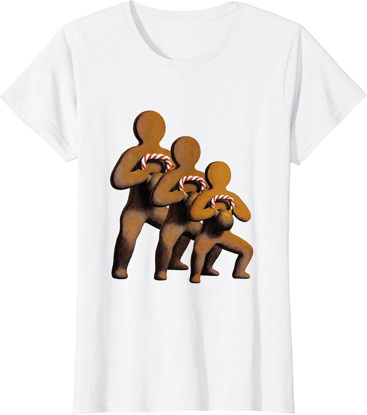 Women's Gingershred Funny Gingerbread Man Gym Weightlifting T-Shirt - White