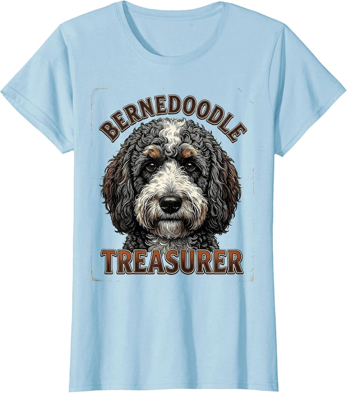 Women's Bernedoodle Treasurer Vintage Funny Bernese Mountain Dog T-Shirt - Baby Blue