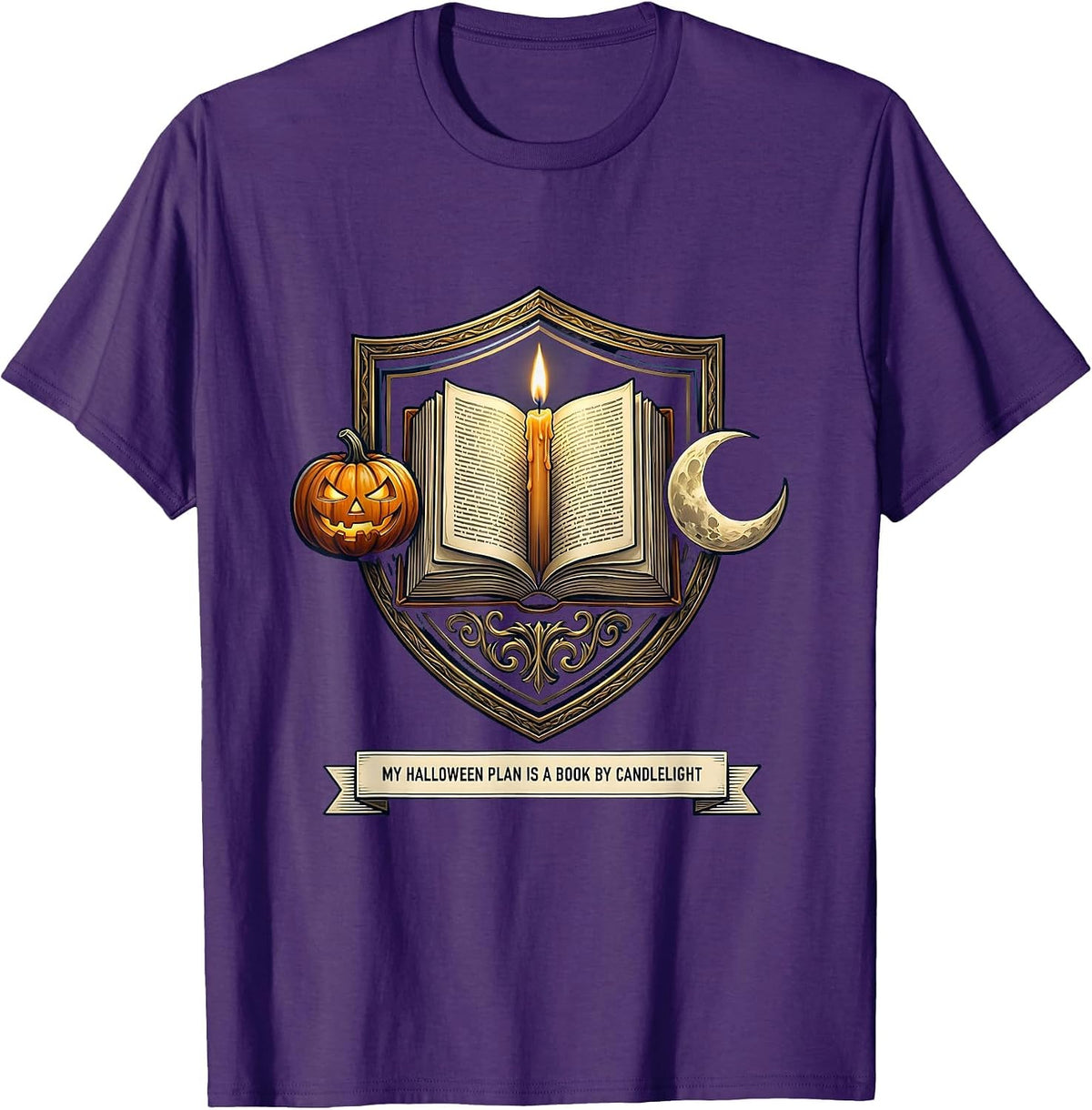 My Halloween Plan Is A Book By Candlelight Bookworm T-Shirt - Purple