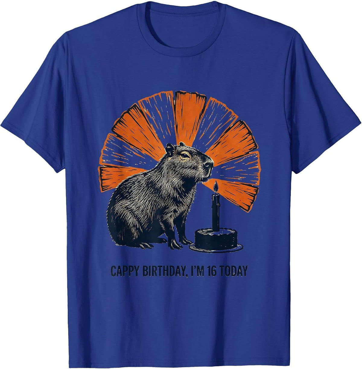 Men's Cappy Birthday I'm 16 Today Kawaii Capybara Birthday Gift T-Shirt - Royal Blue