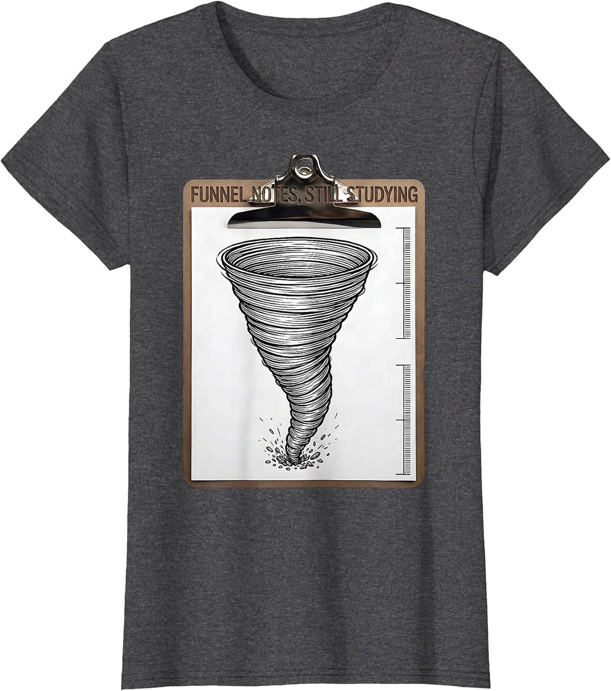Women's Funnel Notes Still Studying Line Art Meteorology Gift T-Shirt - Dark Heather Grey