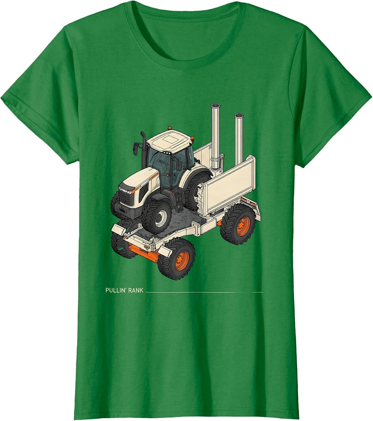 Pullin Rank Exploded Semi Trucker Pickup Truck Owner Humor T-Shirt - Kelly Green