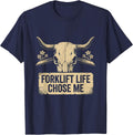 Forklift Life Chose Me Forklift Certified Design T-Shirt - Navy Blue