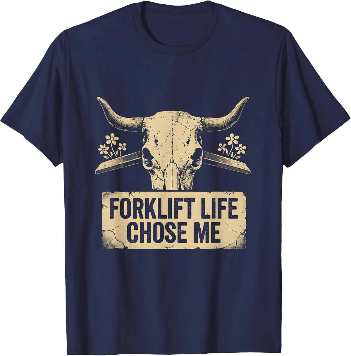 Forklift Life Chose Me Forklift Certified Design T-Shirt - Navy Blue