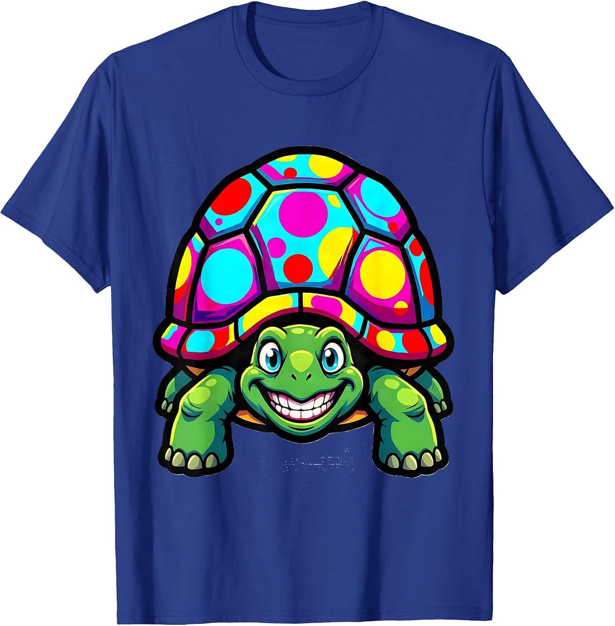 Men's Kids Polka Dot Turtle Colorful Circle Shell Design T-Shirt - Royal Blue