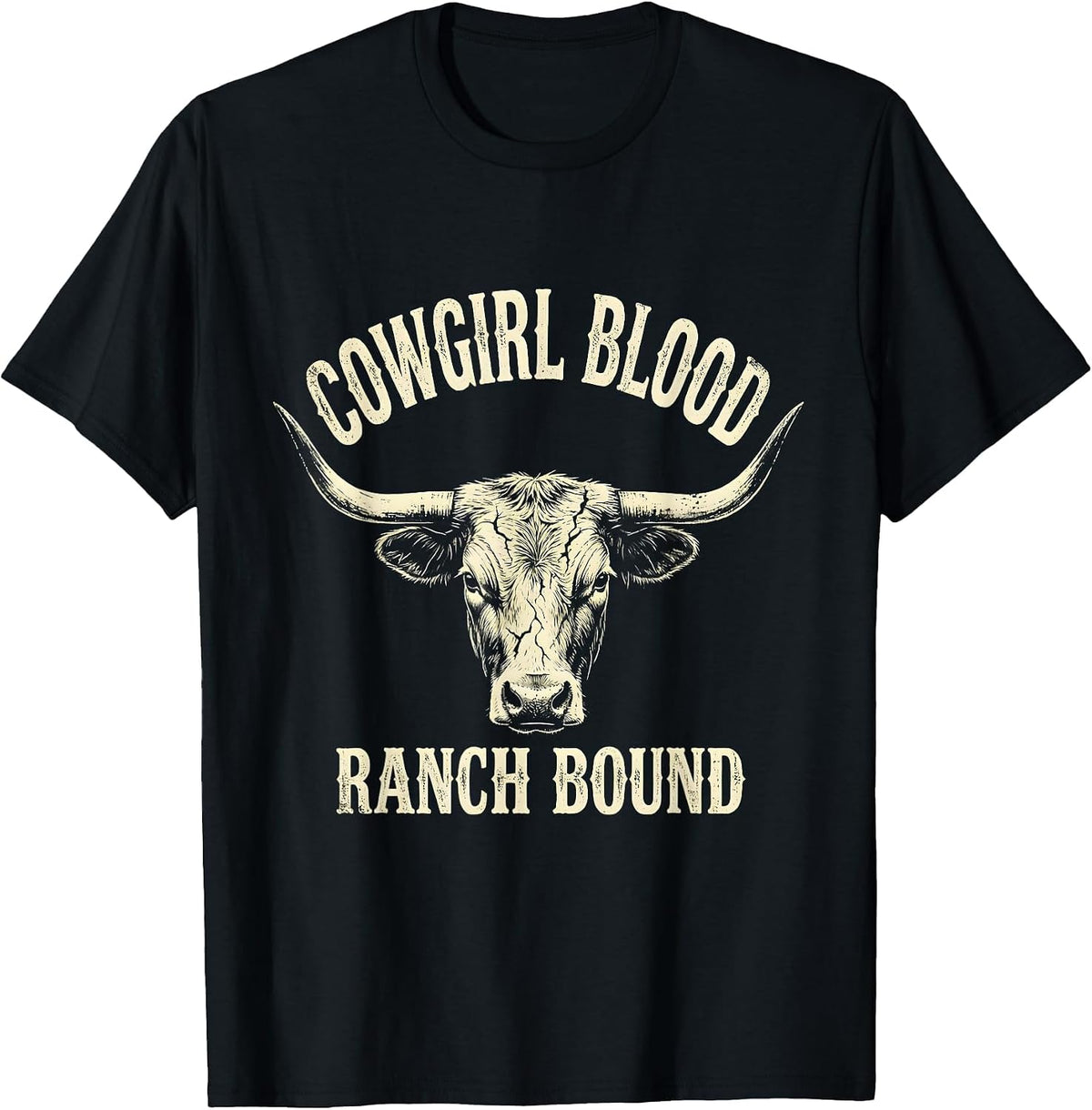 Men's Cowgirl Blood Ranch Bound Boho Western Humor Cowboy Gift T-Shirt - Black