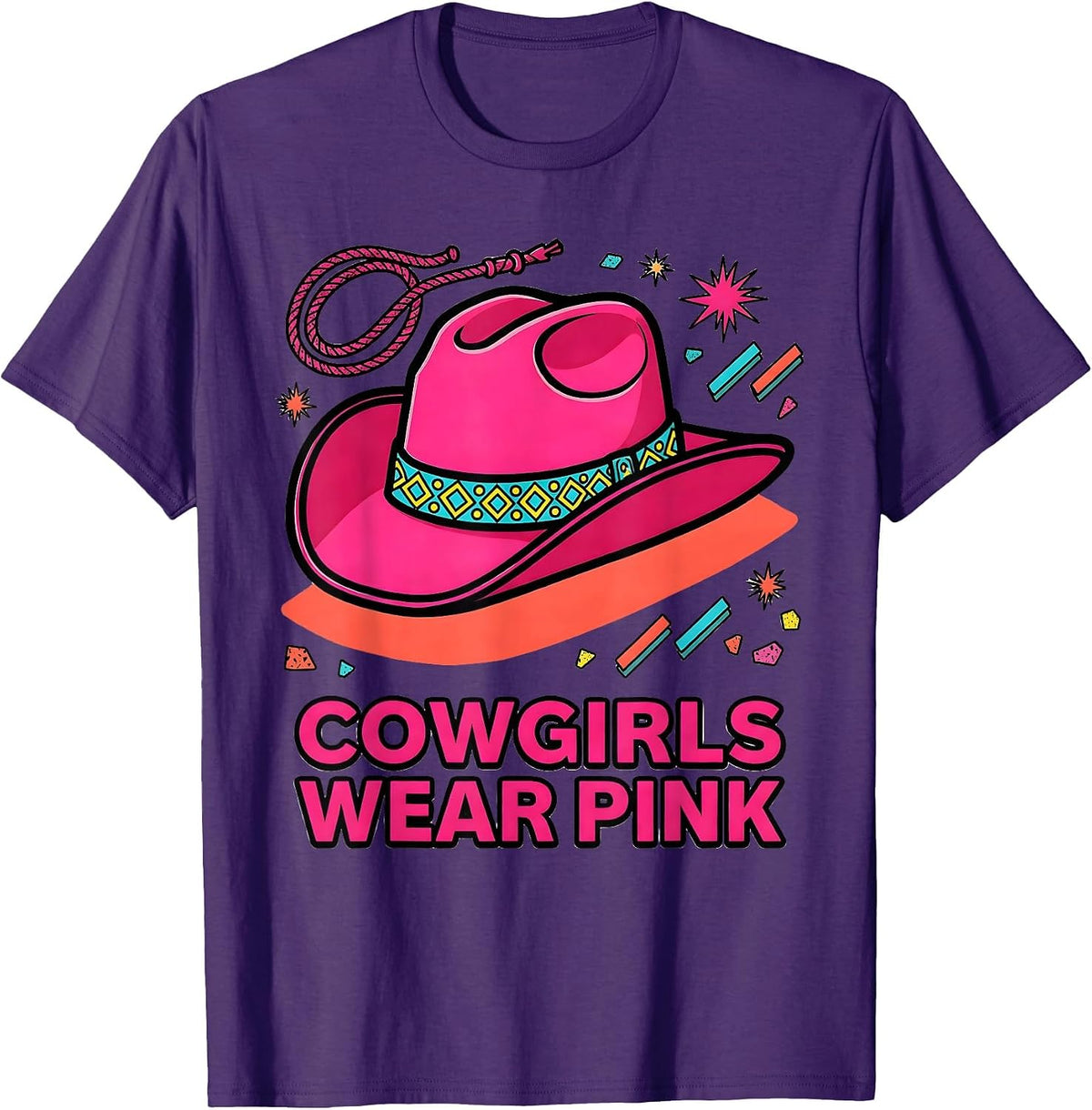 Men's Cowgirls Wear Pink Western Rodeo Design T-Shirt - Purple