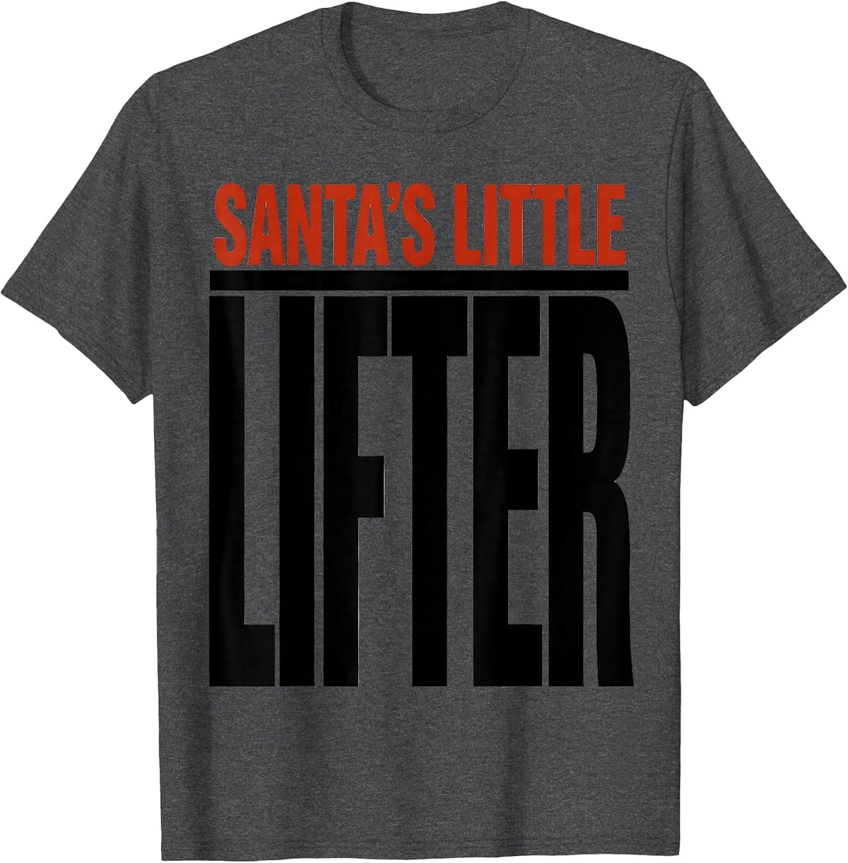 Men's Santa's Little Lifter Funny Christmas Gym Workout T-Shirt - Dark Heather Grey