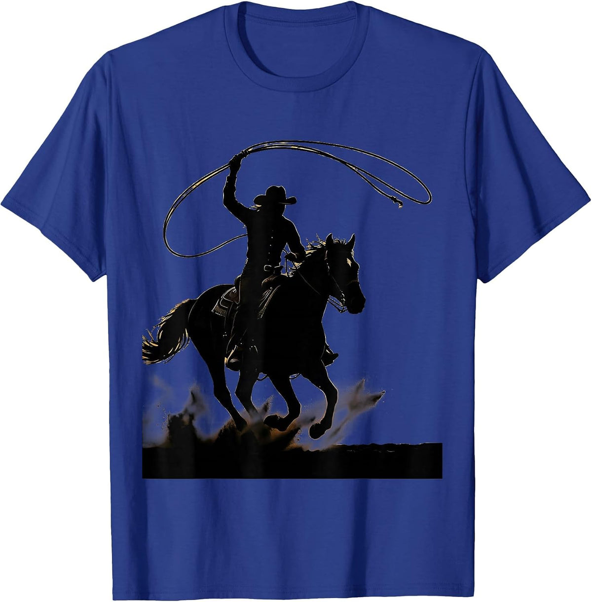 Men's Cowgirl Swinging Rope Rodeo Arena Graphic T-Shirt - Royal Blue