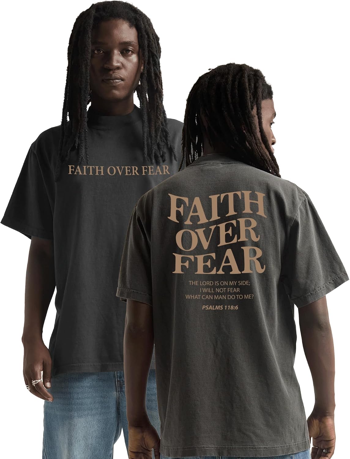 Casual Graphic Tee for Men & Women, Crew Neck - Short Sleeve - Summer Streetwear Merch - Faith - Shadow