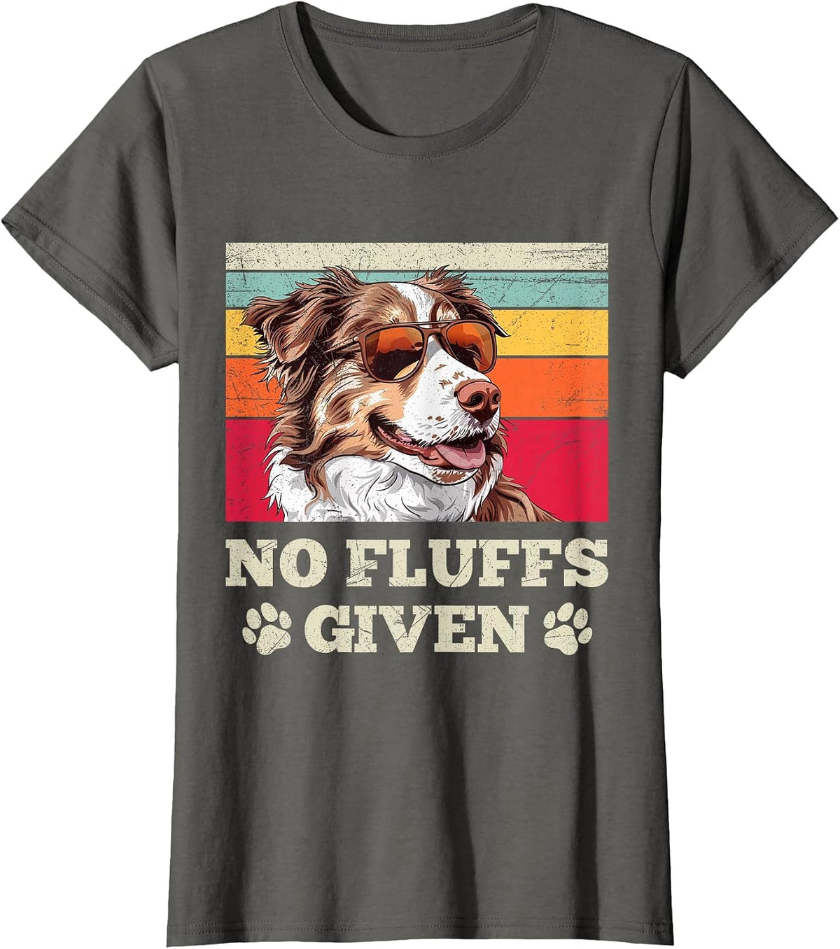 Australian Shepherd NO FLUFFS Given Vintage Aussie T-Shirt - Asphalt Grey
