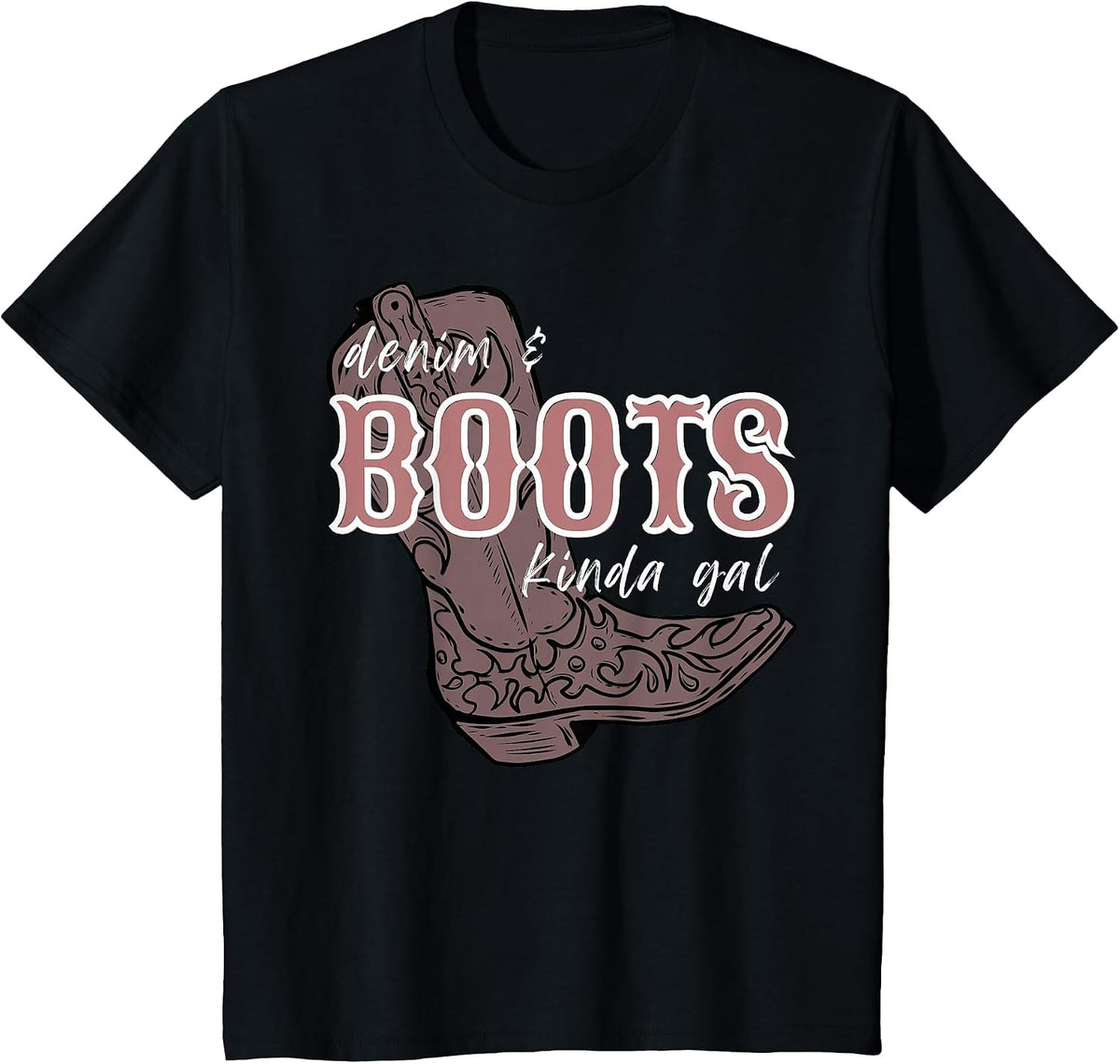 Denims and Boots Kinda gals, Country Western Farm Boho Teen T-Shirt - Black