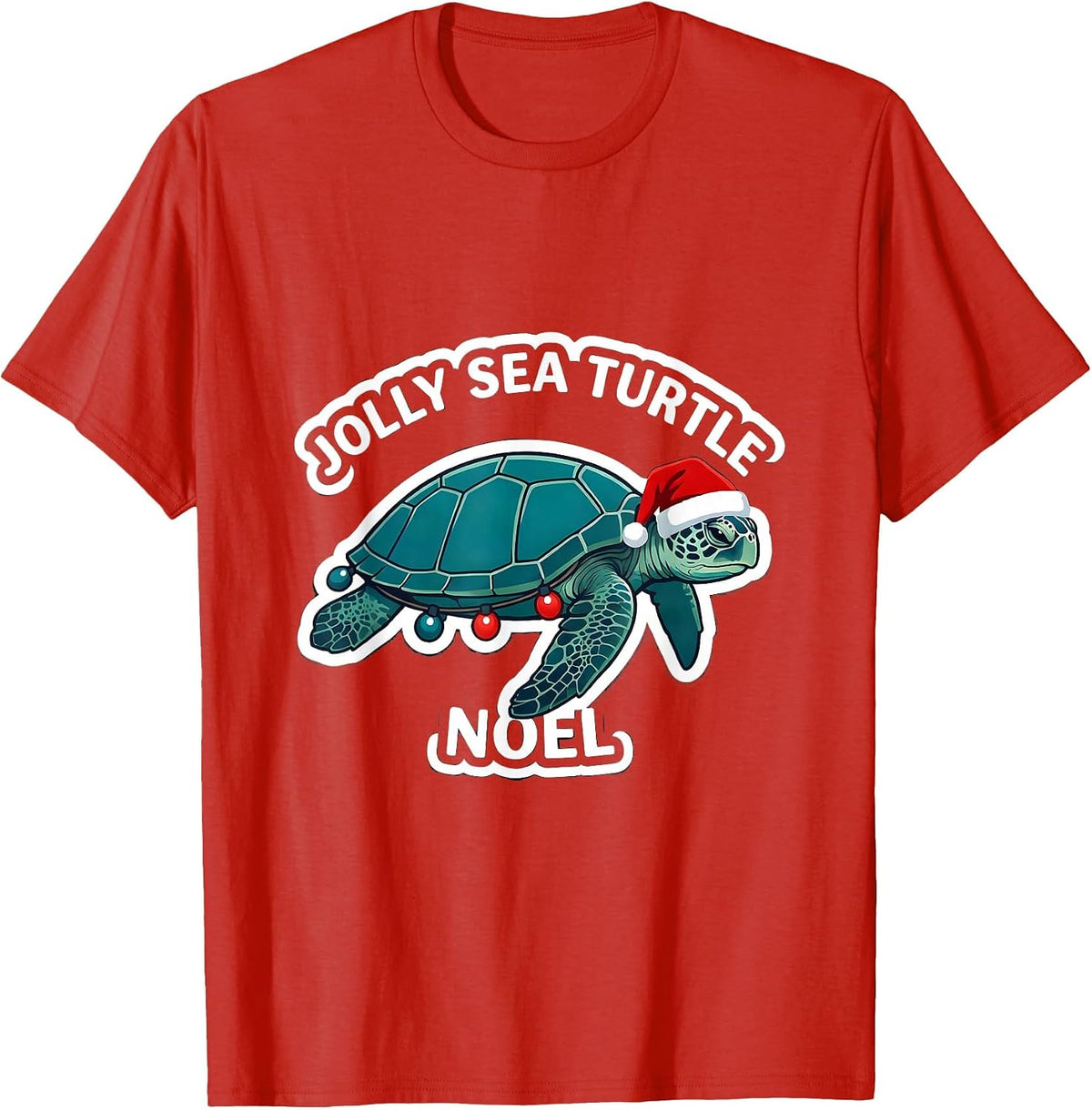 Men's Jolly Sea Turtle Noel Whimsical Sea Turtle Lover Christmas T-Shirt - Red