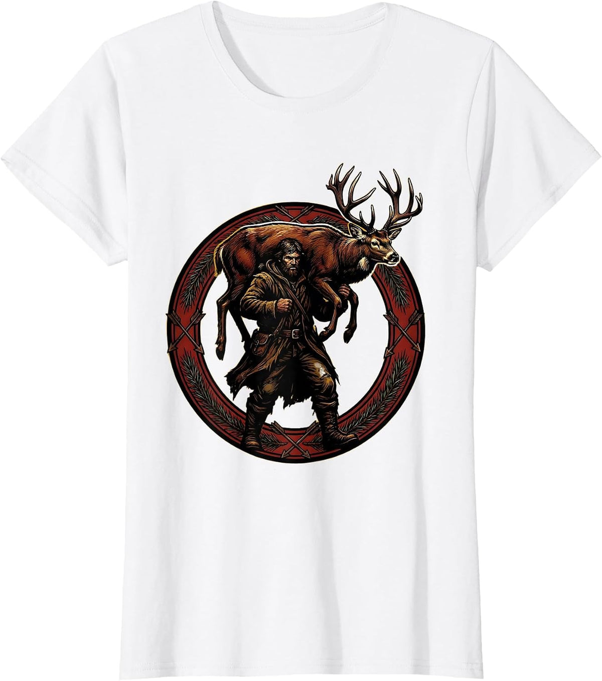 Deer Carrier Hunting Wilderness Graphic T-Shirt - White