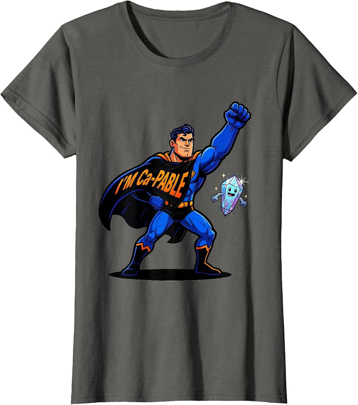 Women's I'm Ca-pable Cartoon Chemistry Pun Science Teacher Gift T-Shirt - Asphalt Grey
