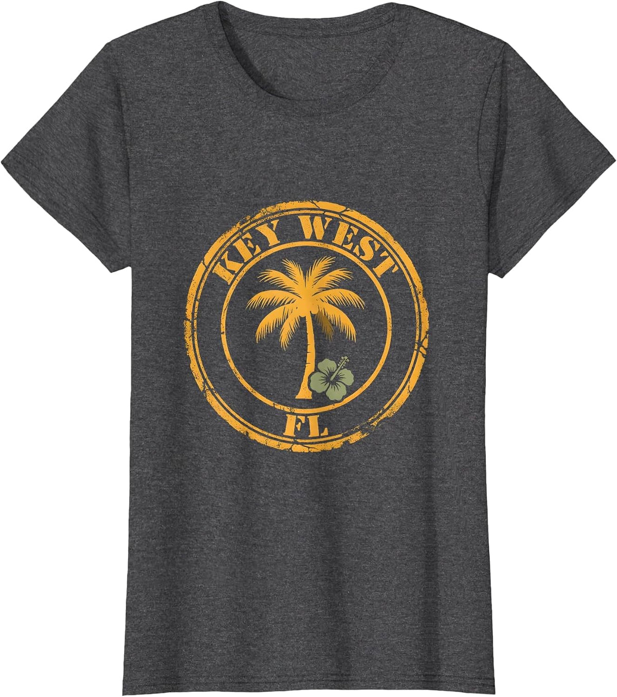 Women's KEY WEST FL Boho Tropical Souvenir Shirt Florida Vacation T-Shirt - Dark Heather Grey