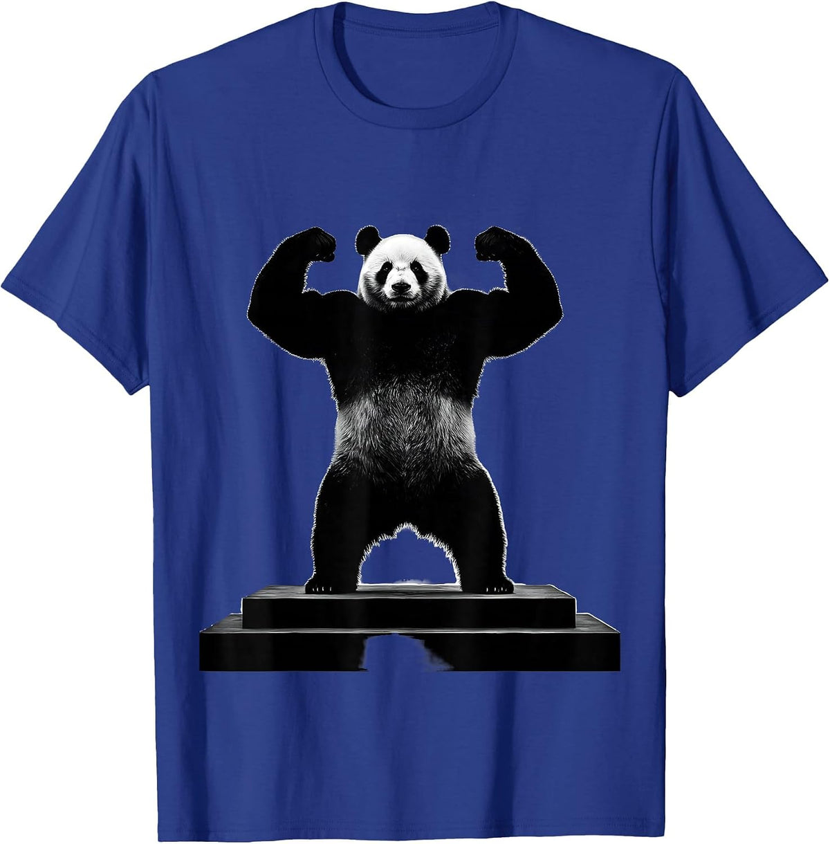 Men's Iron Panda Fitness Flexing Biceps Podium T-Shirt - Royal Blue