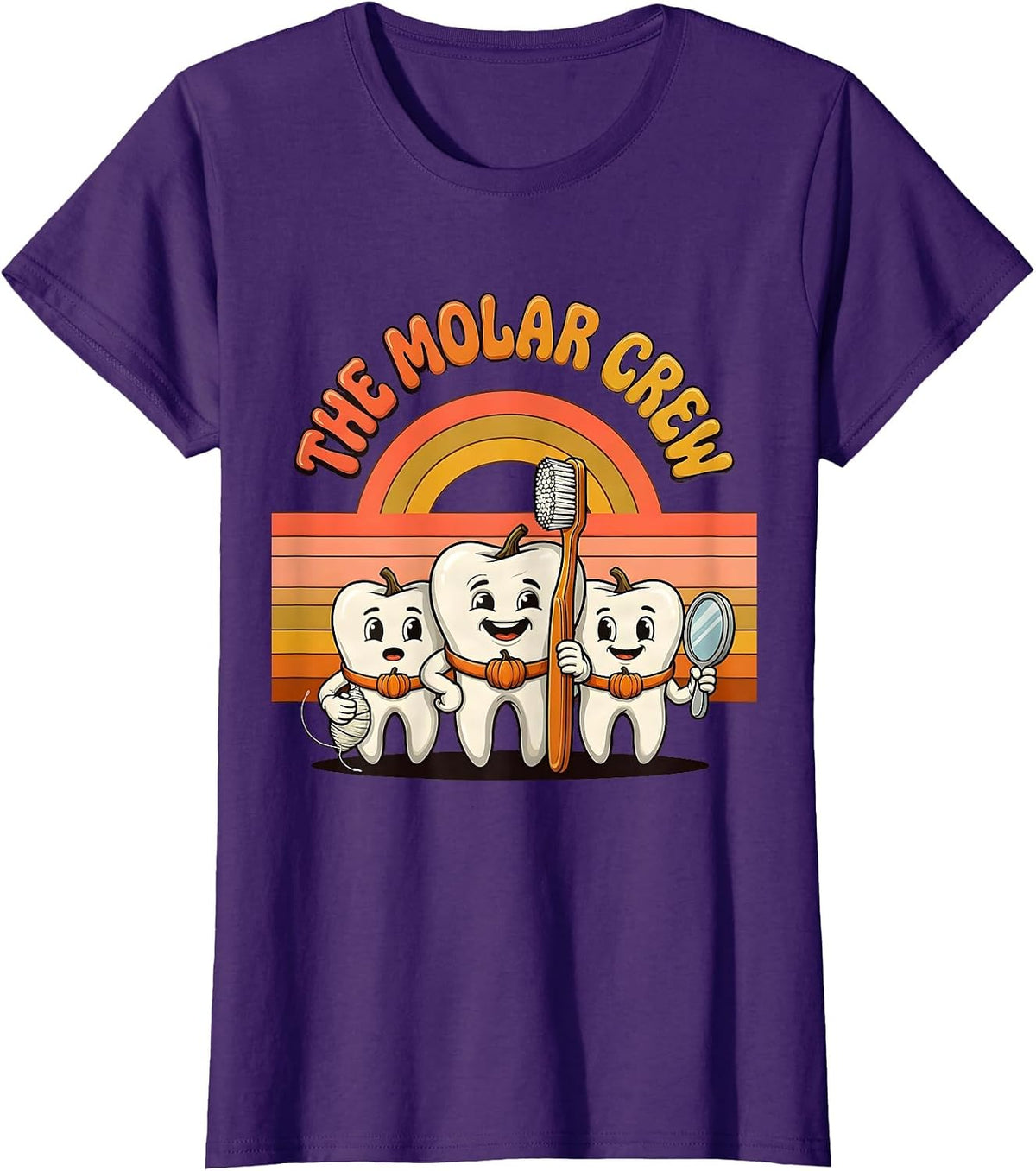 Women's The Molar Crew Retro 70s Halloween Dentist Costume Dental T-Shirt - Purple