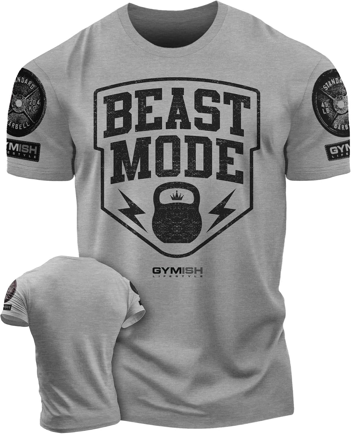 Gymish Lifestyle Beast Mode Gym Workout Shirt for Men - Bodybuilding Gym T-Shirt - SM - 3XL - 2. Beast Mode Grey Branded