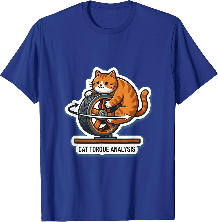 Cat Torque Analysis Funny Science Cat Teacher Student Humor T-Shirt - Royal Blue