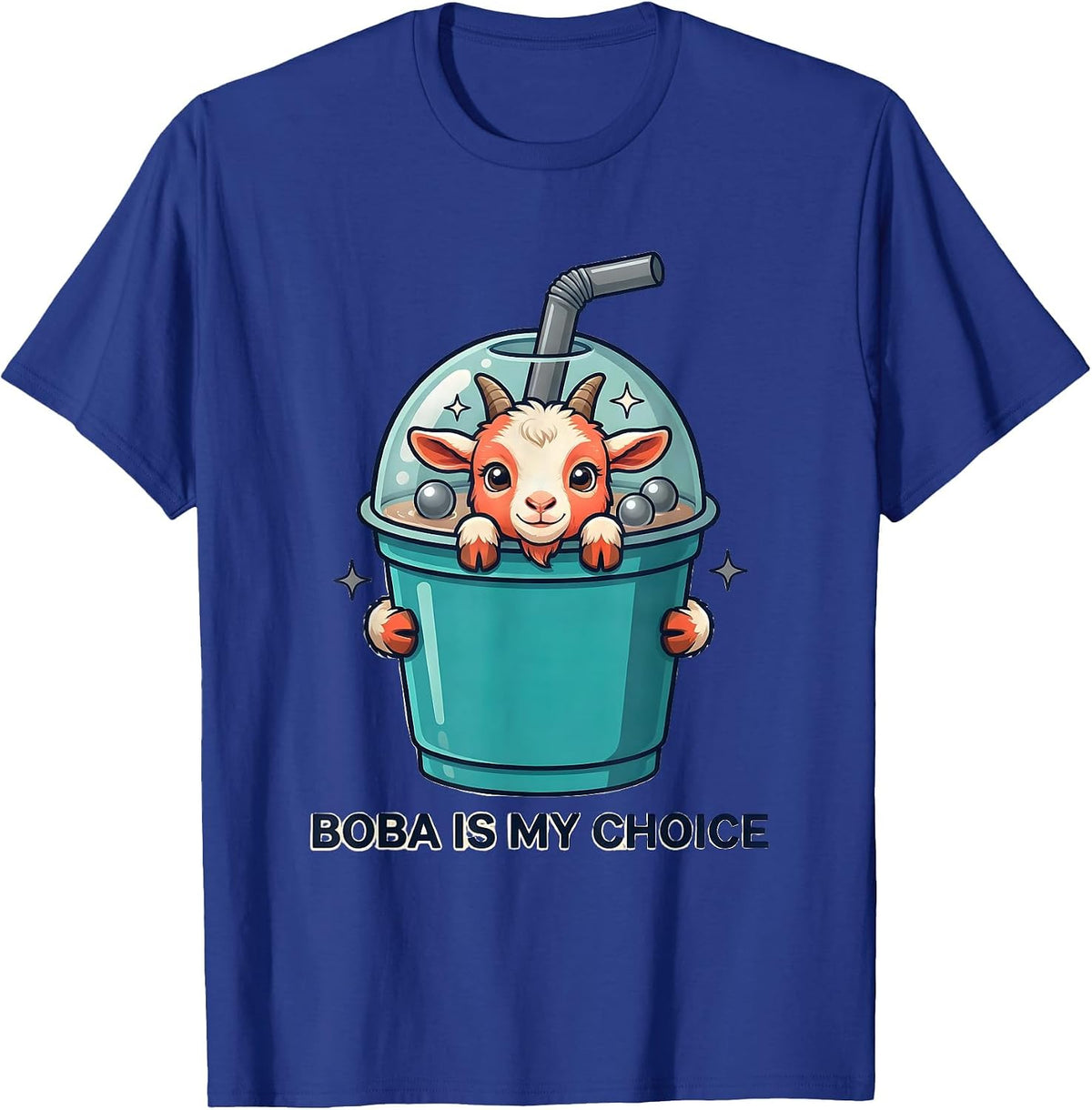 Men's Boba Is My Choice Kawaii Goat Boba Tea Lover Cute Anime T-Shirt - Royal Blue