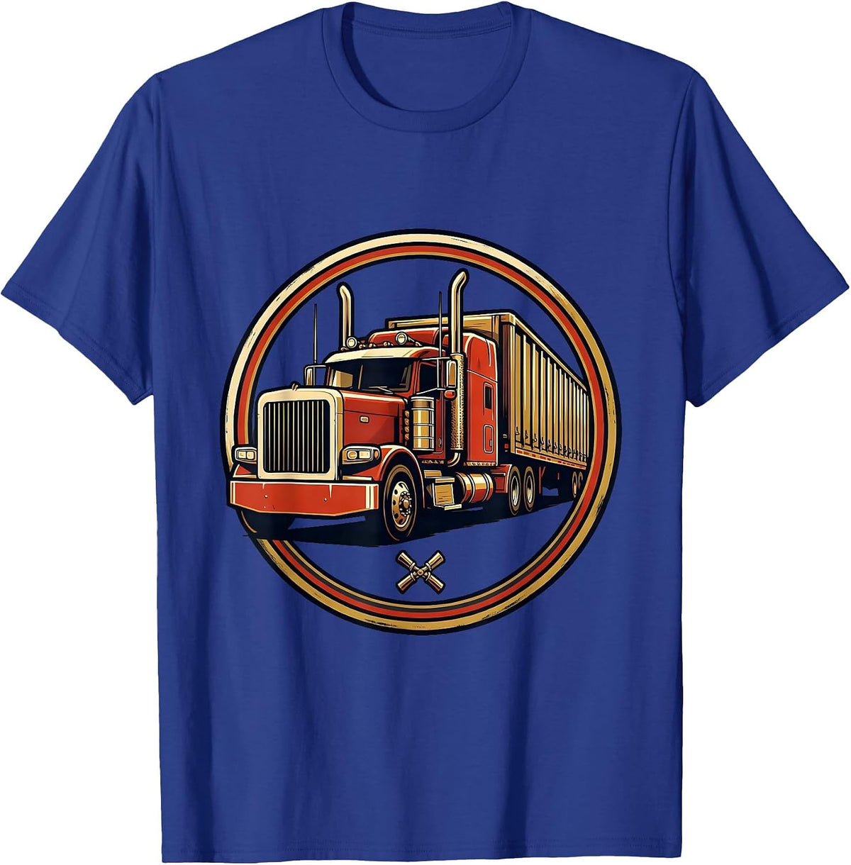 Sealed Semi Badge Classic Trucker Nostalgic Americana T-Shirt - Royal Blue