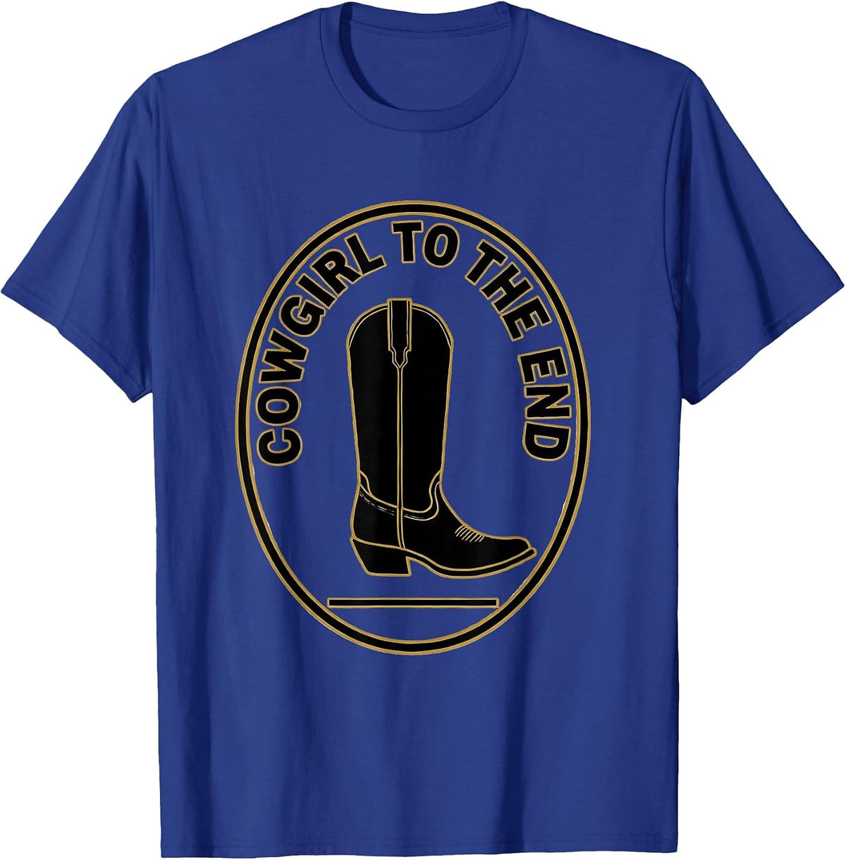 Men's Cowgirl To The End Western Rodeo Emblem Pride T-Shirt - Royal Blue