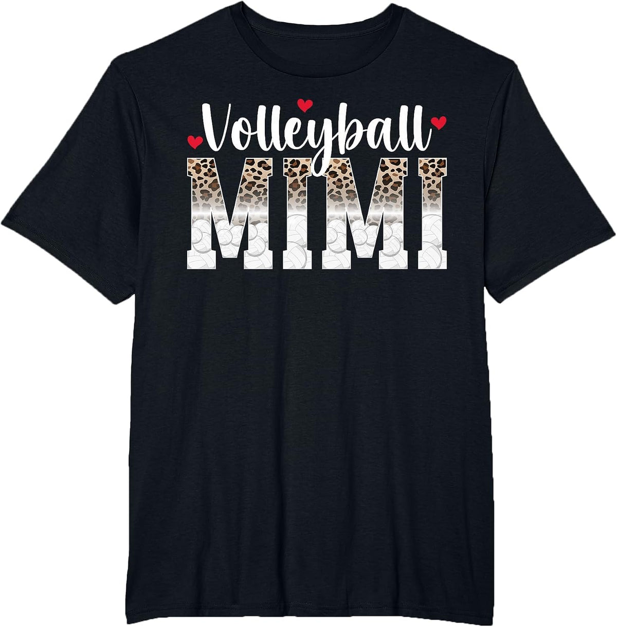 Volleyball Mimi Leopard Grandma Mimi of A Volleyball Player T-Shirt - Black