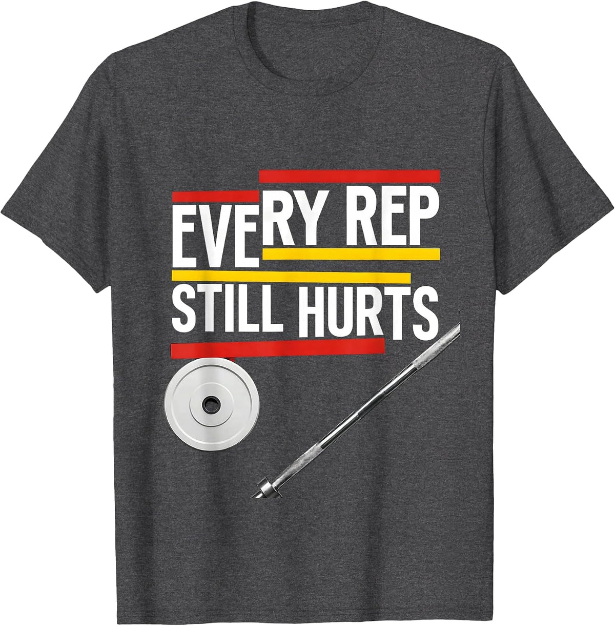 Every Rep Still Hurts Bauhaus Modernist Gym Humor T-Shirt - Dark Heather Grey