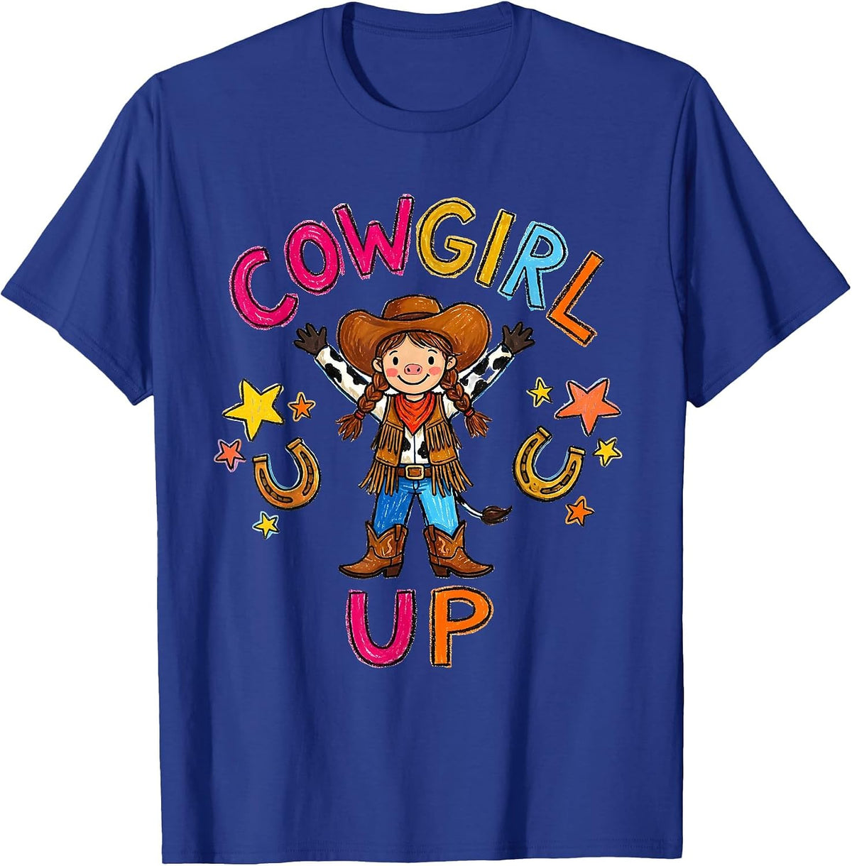 Cowgirl Up Western Rodeo Design T-Shirt - Royal Blue