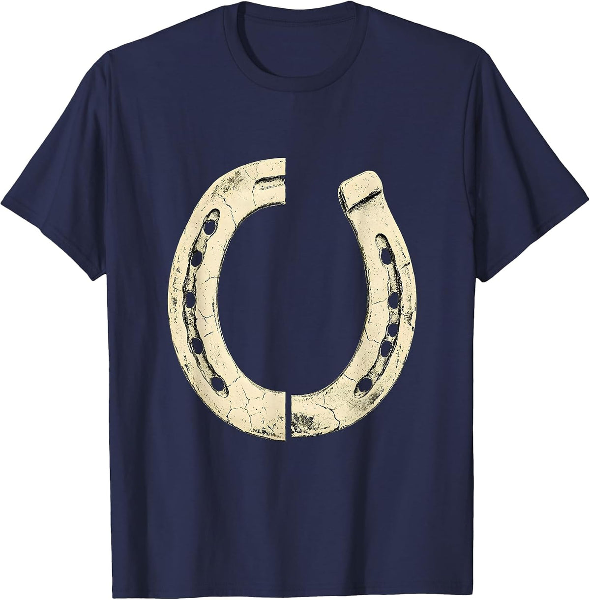 Men's Western Horseshoe Boho Western Best Friends Road Trip T-Shirt - Navy Blue