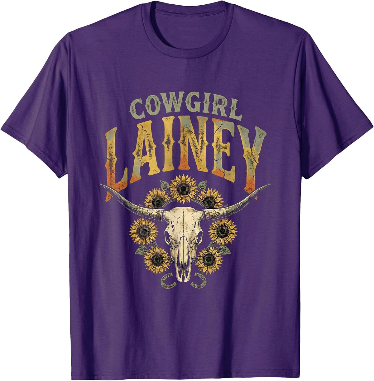 Men's Cowgirl Lainey Boho Folk Floral Western Cowgirl Personalized T-Shirt - Purple