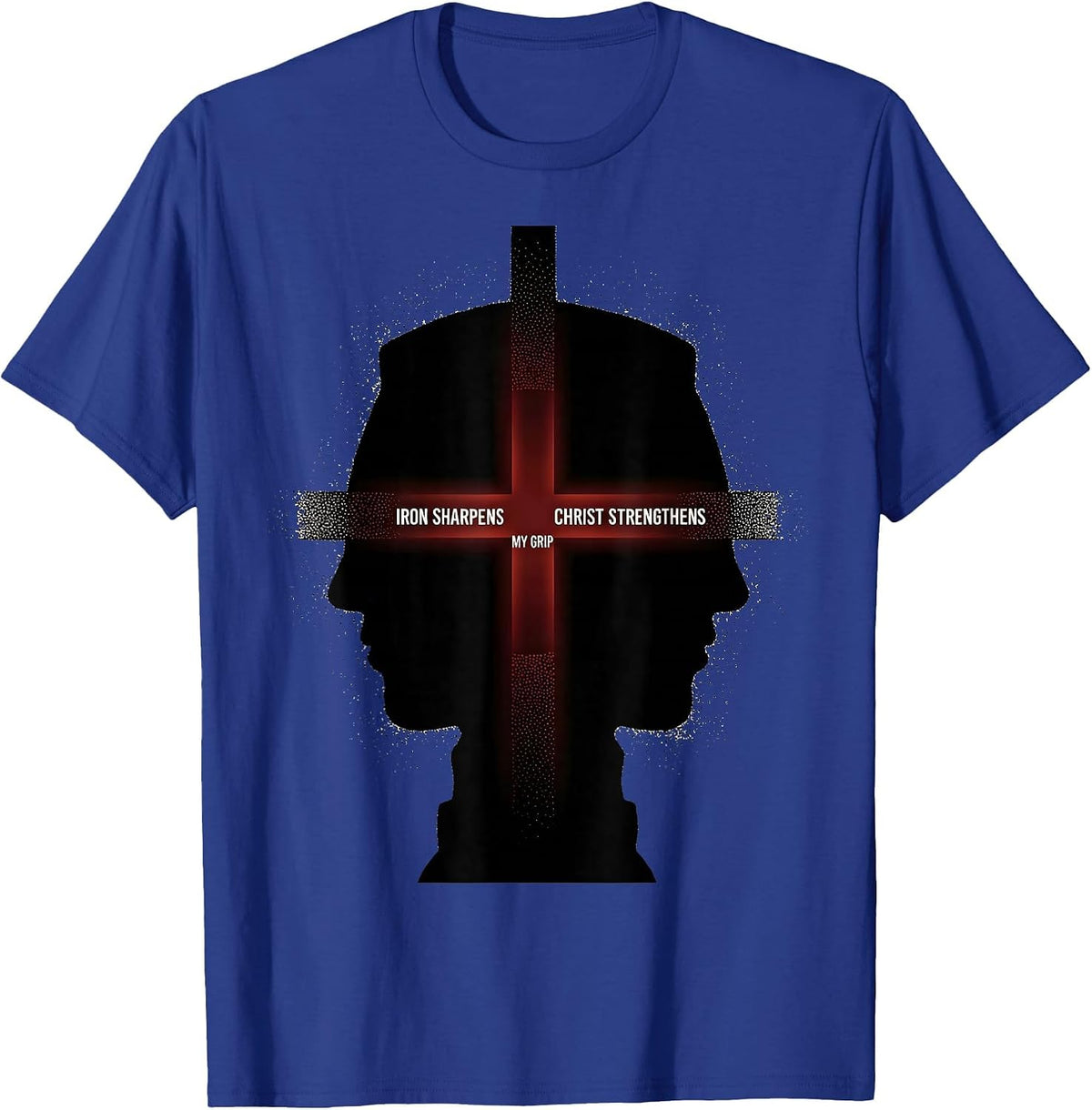 Men's Iron Sharpens, Christ Strengthens My Grip Christian Gym T-Shirt - Royal Blue