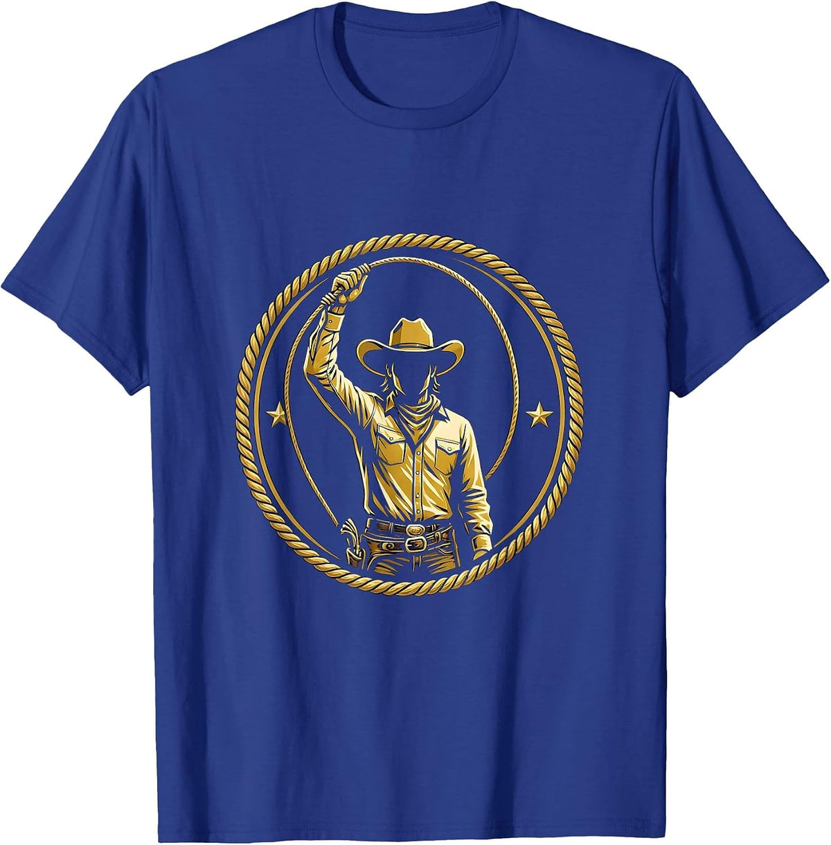Cowgirl Lasso Twirl Western Rodeo Graphic Tee T-Shirt - Royal Blue