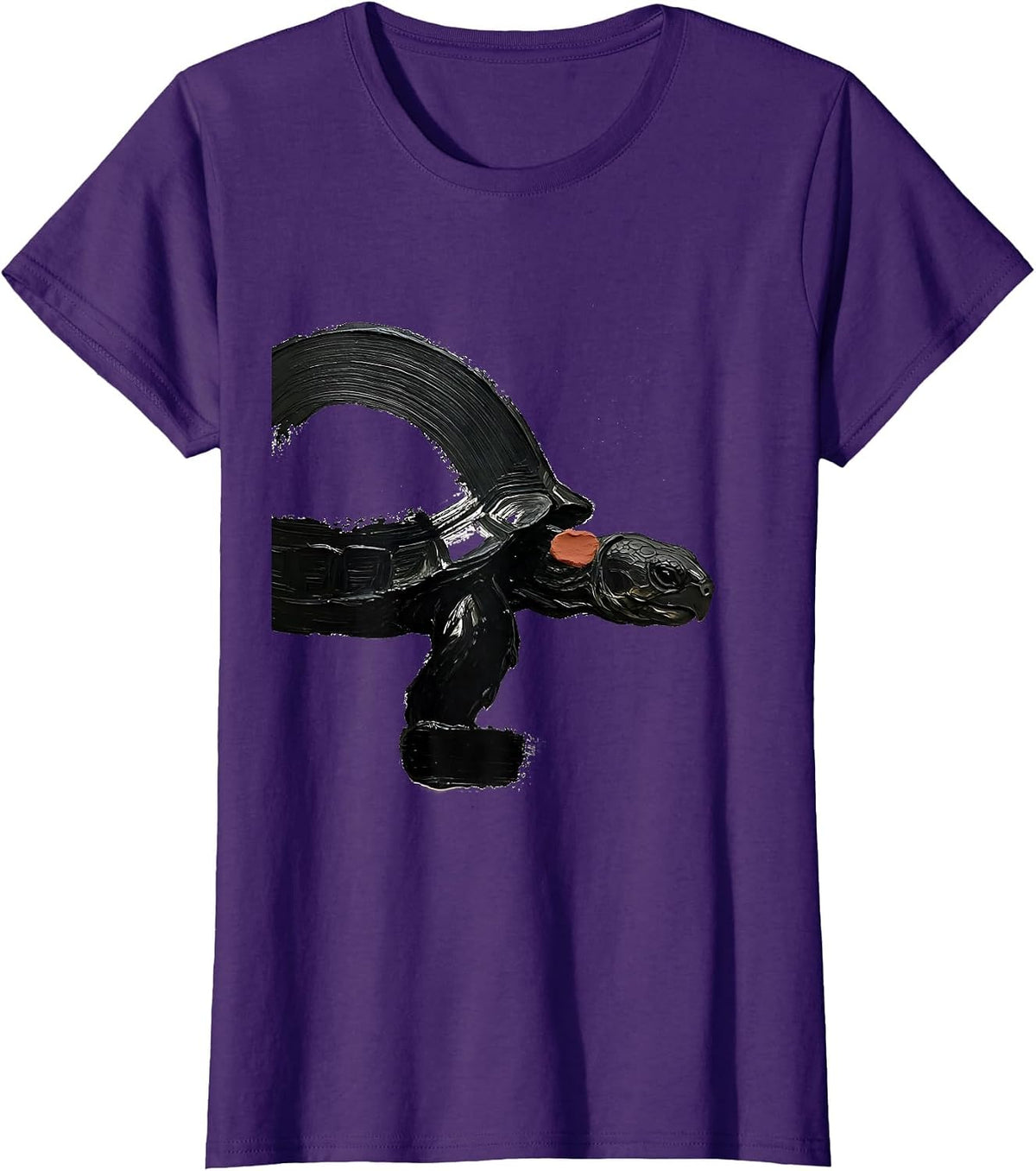 Women's Tortoise Calm Brush Stroke Pet Lover Humor T-Shirt - Purple