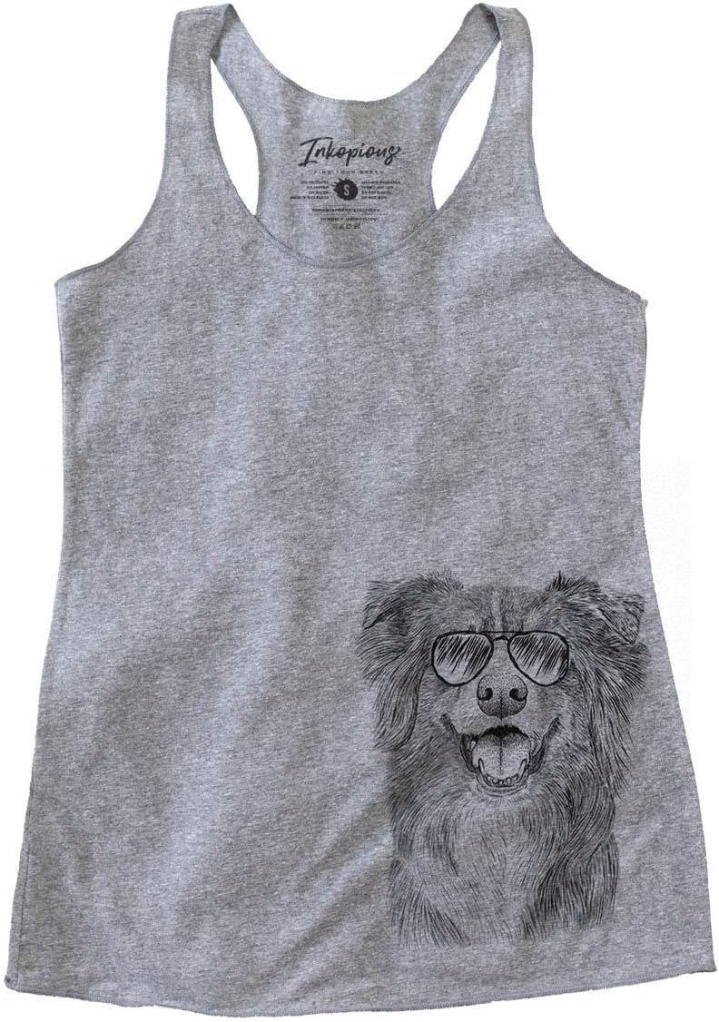Aviator Aussie Parker the Australian Shepherd Dog T-Shirt - Grey Racerback