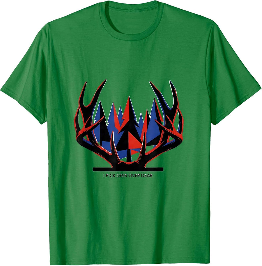 Men's I Pick Deer Over Dear Funny Deer Hunting Dad Humor T-Shirt - Kelly Green