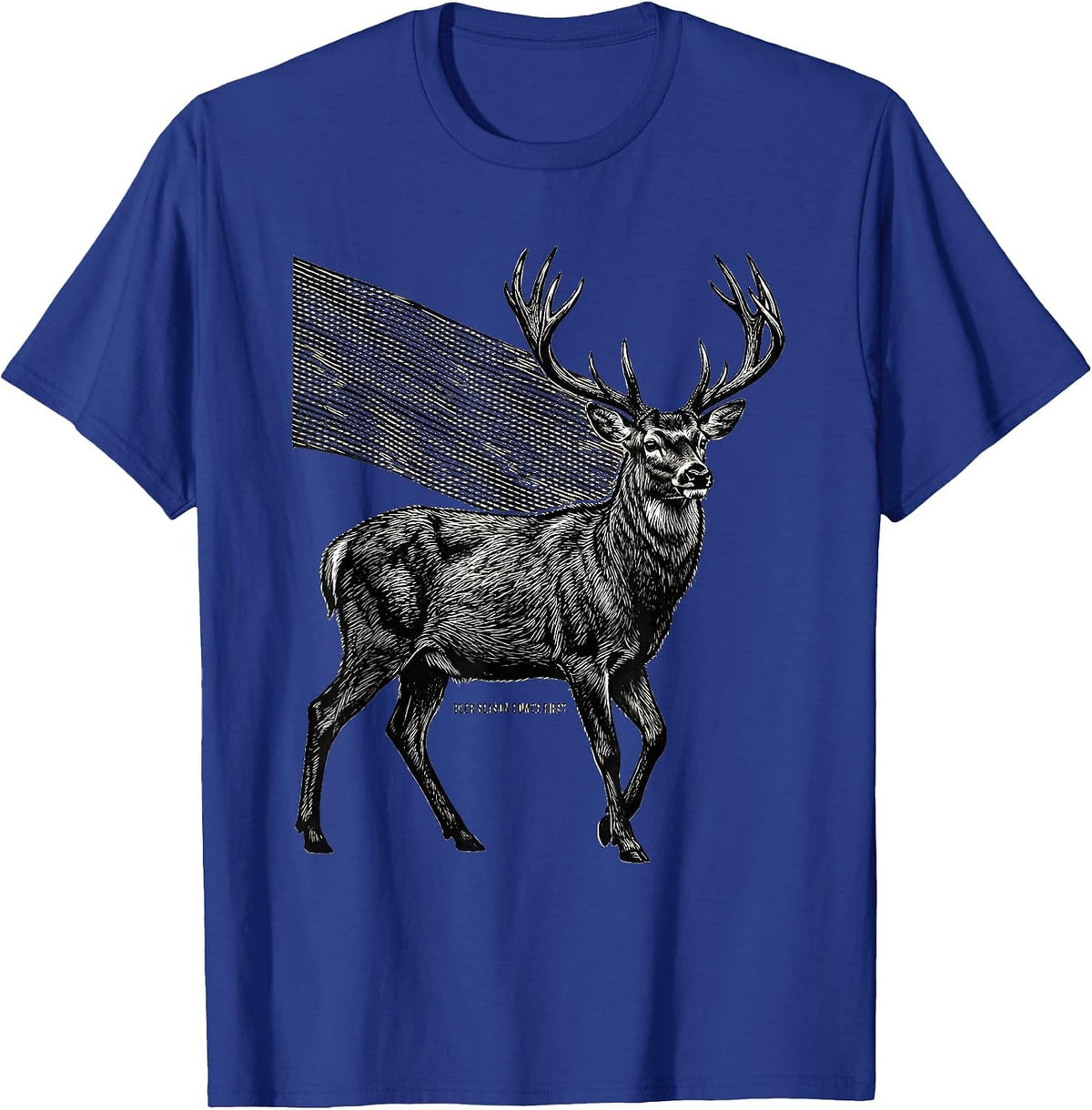 Men's Deer Season Comes First Funny Hunting Dad Gift T-Shirt - Royal Blue