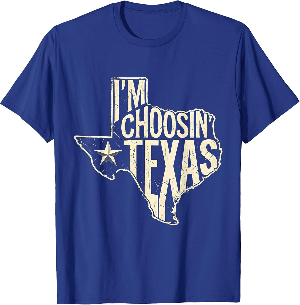 I'm Choosin' Texas Boho Western Mono State Pride Vintage T-Shirt - Royal Blue