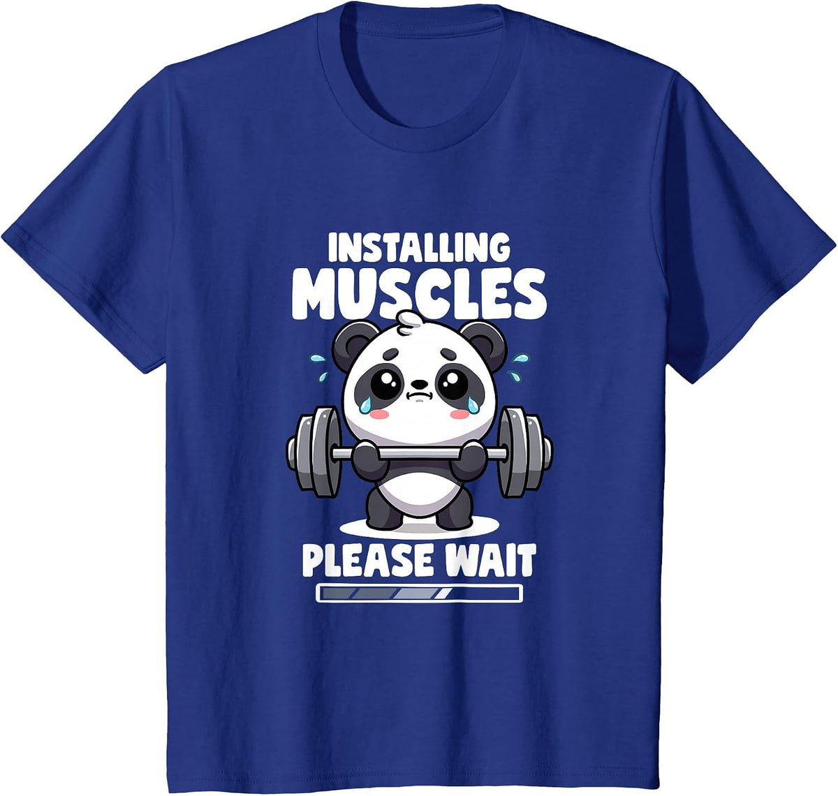 Installing Muscles Please Wait Panda Lifting Gym Quote Panda T-Shirt - Royal Blue
