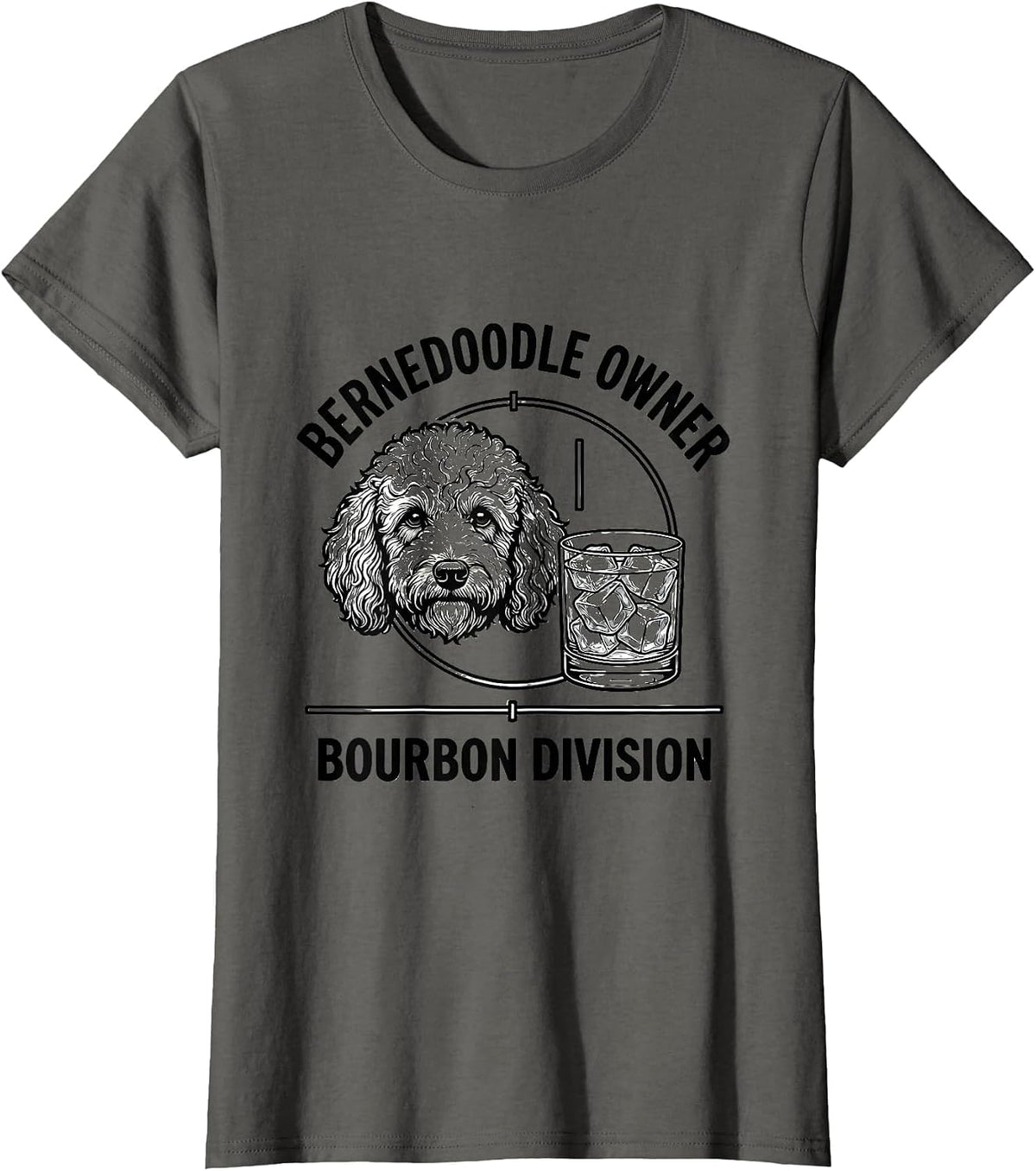 Women's Bernedoodle Owner Bourbon Division Funny Dog Lover Coffee T-Shirt - Asphalt Grey