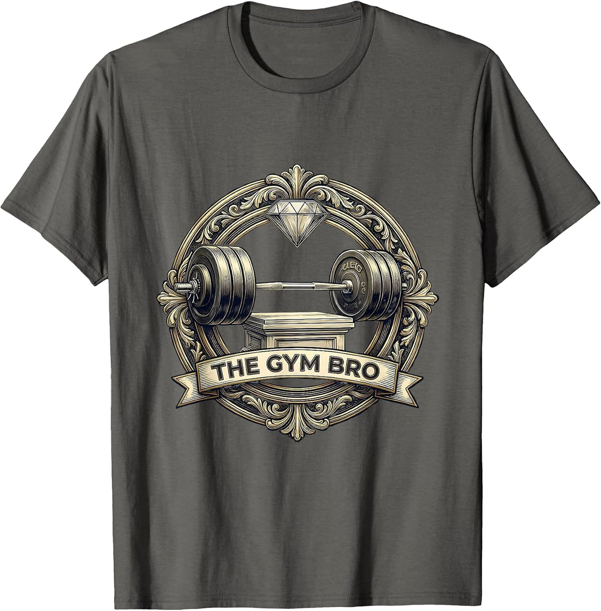 The Gym Bro Funny Tarot Card Gym Humor Occult Parody T-Shirt - Asphalt Grey
